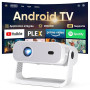 Videoprojecteur Intelligent Applications Intégrées, Rétroprojecteur 1080P Supporte 4K, WiFi 6 Bluetooth 5.2, 280 ANSI, Correctio