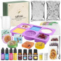 Kit Fabrication Savon DIY Complet, Base de Savon Glycérine, 4 Huiles Parfumées, 4 Colorants, Moules en Silicone, Fleurs Séchées,