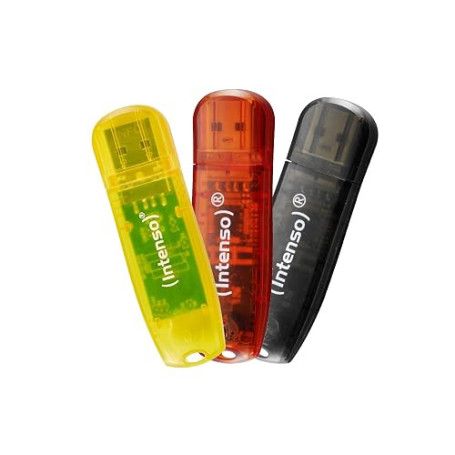 Intenso Clé USB 2.0 3X 8 Go Rainbow Line - Lot de 3 clés USB pour Transfert de données et Sauvegarde, Jaune, Rouge, Noir : Amazo