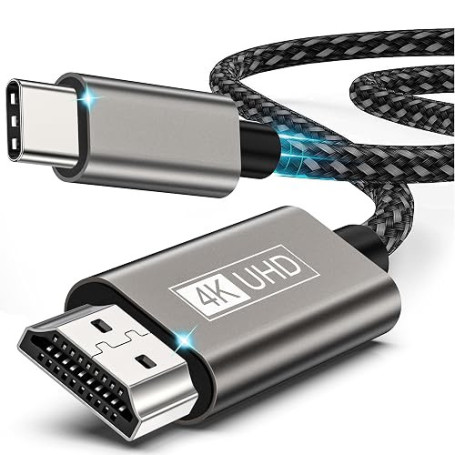 Cable USB C vers HDMI 2M, Câble Type C vers HDMI 4K, Thunderbolt 4/3 vers HDMI Compatible pour MacBook Pro 2023/Air 2022, iMac,