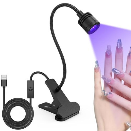Lampe UV Professionnelle à Col de Cygne 5W, Séchage Gel/Semi-Permanent, Design Métal Réglable 360°, Alimentation USB pour Nail A