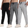 Hpbygstae Lot de 3 pantalons de jogging athlétiques pour homme, avec fermeture éclair, respirants et flexibles
