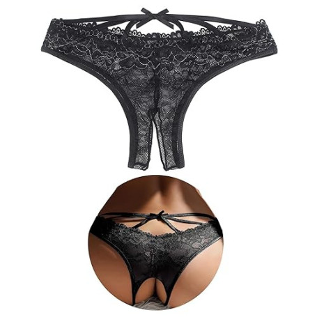 ohyeahlady String Tanga Ouvert à l'entrejambe Femme Grande Taille | Tanga Fendu,Culotte Ouverte Dentelle Transparent,String Chic
