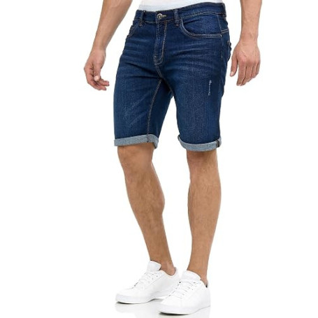 Indicode Hommes Caden Jeans Shorts | Pantalon Court en Jean à 5 Poches