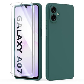 binandteam Coque pour Samsung Galaxy A07 4G (6.7") avec 2 Verre Trempé Protection écran,Housse Liquide Souple en Silicone TPU An