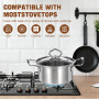 Lot de 10 Casseroles Inox avec Couvercles en Verre - Batterie de Cuisine Professionnelle - Sans Revêtement Antiadhésif - Compati