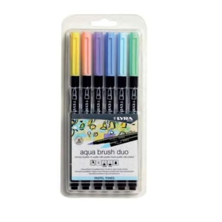 Lyra Aqua Brush Duo Set, Pastel Colors, 6 Pieces