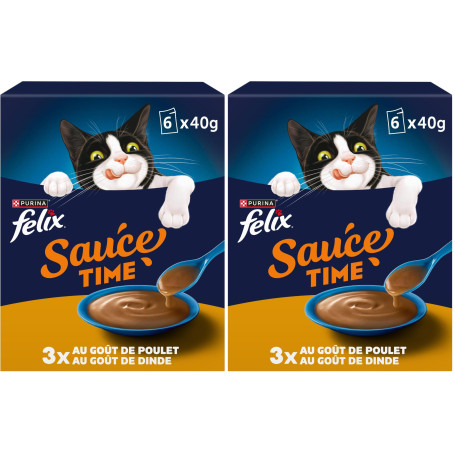 FELIX | Sauce Time | Aliment complémentaire en Sauce irrésistible pour Chat Adulte | Élaboré avec des ingrédients de qualité | A