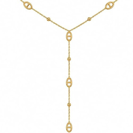 Générique Collier Y Maille Marine Grain De Café Chaine d'Ancre - Acier Inoxydable - Femme et Ado - Doré - Argenté - Sautoir - Te