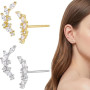 2 Paires Boucles d'Oreilles Femme Épi de Blé et Feuilles, Clous d'Oreilles Hypoallergéniques Doré et Argenté, Bijoux Élégants po