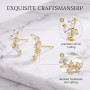 2 Paires Boucles d'Oreilles Femme Épi de Blé et Feuilles, Clous d'Oreilles Hypoallergéniques Doré et Argenté, Bijoux Élégants po