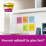 Post-it Notes Autocollantes Super Sticky, Couleurs Carnival, Pack de 6 Blocs, 90 Feuilles par Bloc, 76 mm x 76 mm - Feuillets Su