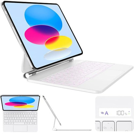 CSZZACME Étui Clavier pour iPad A16, 2025 et iPad 10e génération (10,9" 2022) avec Trackpad Multitâche, Rétro-éclairage, Touches
