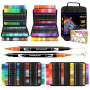 Efimeso 168 Couleurs Feutres Coloriage Adulte, Stylo Feutre Double Pointe Fine pour enfants,Feutre Pinceaux Aquarelle Marqueurs