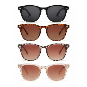 SDXCJY Lot de 4 paires de lunettes de soleil rétro vintage à monture carrée pour femme Protection UV400