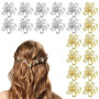 Bremorou Lot de 20 mini pinces à cheveux, petites pinces à cheveux en métal, pinces à cheveux dorées et argentées, fleurs, acces