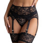 Eagerlove Strapsgürtel Femme Sexy en Dentelle et Mesh avec 6 Clips Métalliques Porte-Jarretelles Grande Taille Lingerie et Ensem