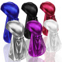 TSKNOMO 6 Pcs Durags en Satin pour Hommes, Lot de Do Rags avec Longue Queue et Larges Bandes pour Hommes et Femmes