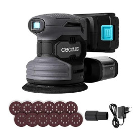 Cecotec Ponceuse Rotative à Batterie 21V, 2000mAh PerfectSurface 2120 Rotate. 13000 tr/min, 12 rechanges, Réservoir à poussière,
