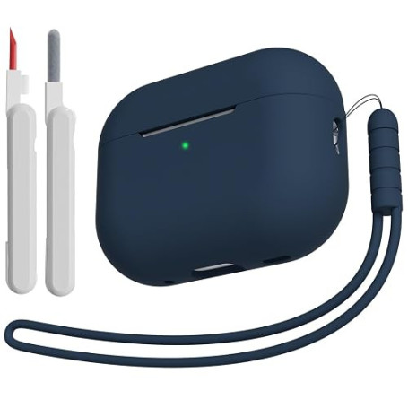 KOKOKA Coque Étui Compatible avec AirPods Pro 2/1 2023/2022/2019 avec Kit de Nettoyage et Lanière en Silicone, Housse en Silicon
