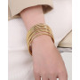 MYGLOAR Paquet de 3 bracelets ronds ultra-fins pour femmes en or - Bracelets empilables plaqués or 18 carats en acier inoxydable