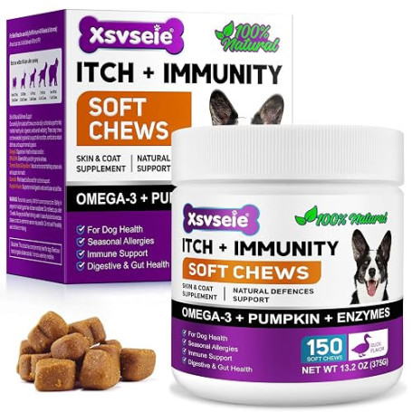 Feeliville Soulagement des Démangeaisons pour Chien, Anti Allergie Chien, Antihistamines for Dogs, Mastication Immunitaire, Arrê