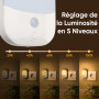 Lot de 2 Veilleuses Enfant à Prise Murale, CAPTEUR LUMIÈRE INTELLIGENT | 5 Intensités Lumineuses, 3 Modes, Lumière Blanc Chaud, 