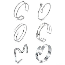 Dermalyx 6 Stück Goldene Armreife, Verstellbare Oberarm Bangles, Minimalistische Dünne Oberarmmanschette, Trendige Armreif Armbä