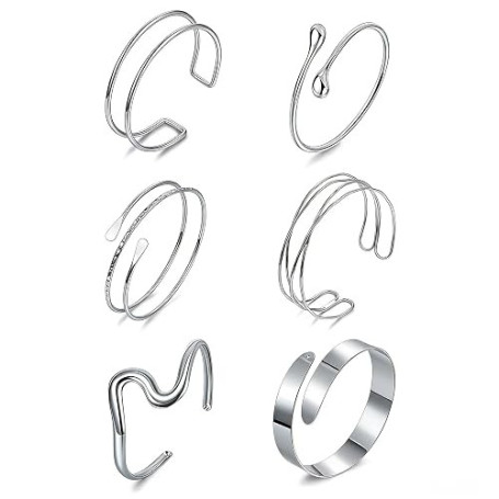 Dermalyx 6 Stück Goldene Armreife, Verstellbare Oberarm Bangles, Minimalistische Dünne Oberarmmanschette, Trendige Armreif Armbä