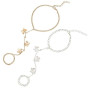 CABODYALS 2 Bague Papillon Argentée et Dorée Chaîne de Main Style Bohème Délicat en Alliage Réglable Bracelet Ensemble de Bijoux