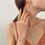 JYIXXZX Parure Bijoux Femme Cœurs Entrelacés Collier Boucles d'oreilles Bracelet Bague Réglable Coeur Pendentif Chaîne avec Zirc