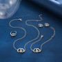JYIXXZX Parure Bijoux Femme Cœurs Entrelacés Collier Boucles d'oreilles Bracelet Bague Réglable Coeur Pendentif Chaîne avec Zirc