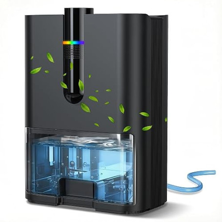 Déshumidificateur Électrique, 2500ML Deshumidificateur d Air Anti Moisissure, Absorbeur D'humidité Silencieux avec Tuyau de Vida