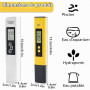Funmo Testeur pH Mètre électronique, PH TDS EC et température 4 en 1, Testeur de qualité d'eau avec haute précision, Testeur de