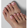 120 Pièces MouyouGlow Faux Ongles D'orteil à coller Court,Carré Rose Blanc French Pink White Tips Fake Ongles Pieds Toe Nails Fu