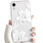 NITITOP pour iPhone XR Coque Coque Transparente Fleur Lys, Blanc | Mignon Floral et Papillon Motif, pour Femme Fille, avec Prote