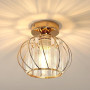 Goeco Plafonnier Or en Cristal Moderne Douille E27, 19CM | Lampe de Plafond Lustre Industriel Vintage avec Abat-jour en forme de