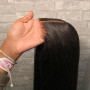 glueless wig human hair straight perruque femme naturelle brésilien (Straight Natural Black, 22 Pouces)