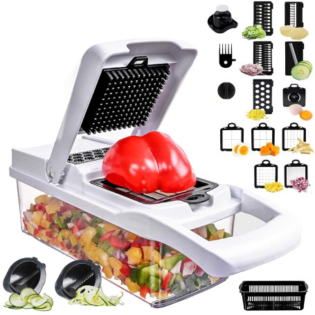 SGAONSN Coupe Legumes Multifonctions,22 En 1 Mandoline Cuisine,Coupe Legumes Manuel,Decoupe Legumes Cube Oignon Carotte Concombr
