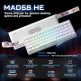 YUNZII MAD68 HE Clavier Gamer Filaire 8000Hz (Blanc, Magnetic Amber Pro) | Rapid Trigger, Switch Magnétiques à Effet Hall, RGB,