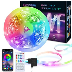 HOVVIDA Ruban LED 10m, LED Chambre 10m, Bande LED, 300 LED, 30 LED/Mètre | 1x10m, 24V, APP et Télécommande, Synchronisation de l