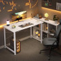 ODK Petits Bureau, 100x48cm, Bureau d'Ordinateur, Blanc | Bureau Informatique compact avec structure métal, idéal comme table d'