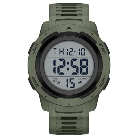GOLDEN HOUR Montre de Sport numérique étanche pour Homme - Grand écran Facile à Lire - Style Militaire avec Bracelet en Caoutcho