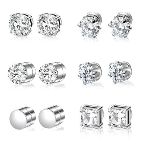 IKOPFLN Boucle d'Oreille Homme Magnétique Acier Inoxydable