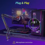 TONOR Bras de Micro de Gaming avec RGB, Bras de Microphone avec Pince de Montage de Bureau, Contrôle par App Mode RGB, Adaptateu