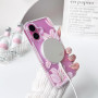 NITITOP Magnétique Coque pour iPhone 16 Plus Fleur de Lys, Rose | avec Motif Floral et Papillon, pour Femme Fille, Compatible av