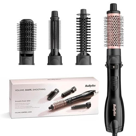 BaByliss Smooth Finish 1200 – Brosse Soufflante 4‑en‑1 pour Sécher, Lisser, Donner du Volume & Coiffer, Technologie Ionique & Cé
