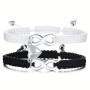 IOURVYA Bracelet Couple Infinity Symbole Coeur Acier Inoxydable Tissé à la main Couple Bracelet Yin Yang pour elle et son Parten