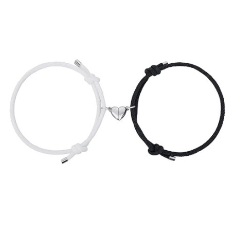 Lot de 2 bracelets magnétiques assortis pour homme et femme, motif soleil et lune