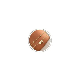 Turandoss Bracelet Lettre Initiale Femme Or– Plaqué or 14 Carats A-Z Lettre Bracelet Personnalisé Femme, Bijoux Cadeaux pour Fem
